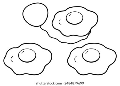 Eggs fried hand-drawn line art gourmet breakfast illustration