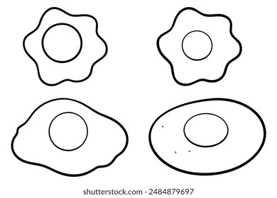 Eggs fried line art design charming breakfast collection