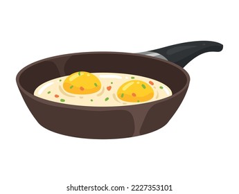 eggs fried in pan breakfast food