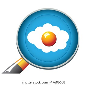 eggs fried in a pan, top view