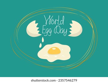 Huevos. Huevos fritos. Día Mundial del Huevo.   Escándalo. Grabado caligráfico. Ilustración vectorial, aislado en segundo plano.