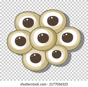 Eggs of frog or frogspawn in cartoon style illustration