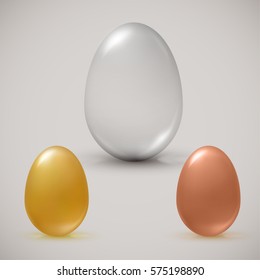 Eggs. Gold, transparent and bronze. Vector illustration