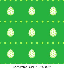 Eggs with green dots on green background, Easter pattern