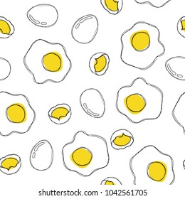 Eggs hand draw seamless pattern on isolated white background