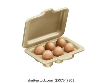 Ícone de ovos ilustração 3d renderização. Ícone de embalagem de ovos. Ícone de caixa de ovo renderização vetorial 3d.