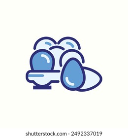 eggs icon, isolated blue icon theme bakery