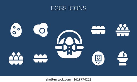 eggs icon set. 9 filled eggs icons.  Simple modern icons such as: Easter egg, Eggs, Egg, Tamagotchi