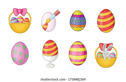 Eggs icon set. Cartoon set of eggs vector icons for web design isolated on white background