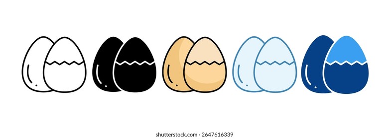 Ícone de ovos definir coleção de vários estilos