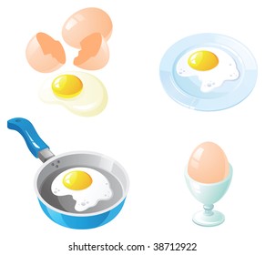 Eggs Icon Set. Set of realistic icons created in Adobe Illustrator. All colors are global. Only simple gradients used.