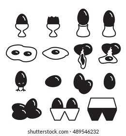 Eggs icon set. Vector illustration. 