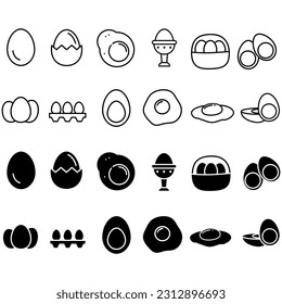 Eggs icon vector set. fried eggs illustration sign collection. food symbol. chicken logo.
