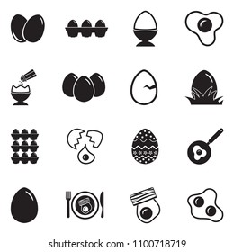 Iconos de huevos. Diseño plano negro. Ilustración vectorial.