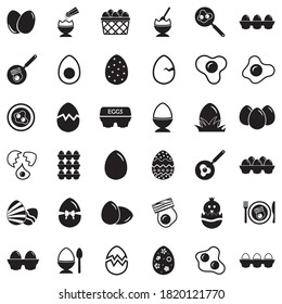 Eier-Symbole. Schwarzes Flachdesign. Vektorgrafik.