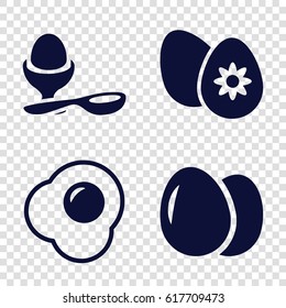 Eggs icons set. set of 4 eggs filled icons such as egg, boiled egg