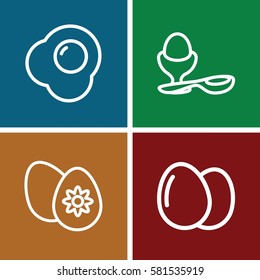eggs icons set. Set of 4 eggs outline icons such as egg, boiled egg
