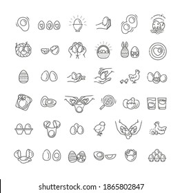 Eggs icons set,Vector outline illustration