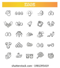 Eggen Symbole gesetzt, Vektorgrafik. Brucheier