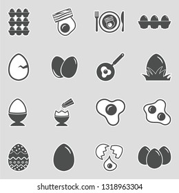 Eggs Icons. Sticker Design. Vector Illustration.