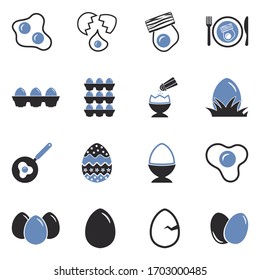 Iconos de huevos. Diseño plano de dos tonos. Ilustración vectorial.