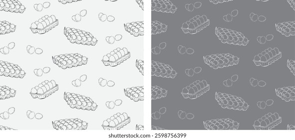 Eggs in ink hand drawn style. isolated on white. 100% hand drawn vector image.