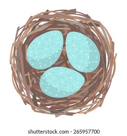 Eggs inside the bird nest. Vector illustration