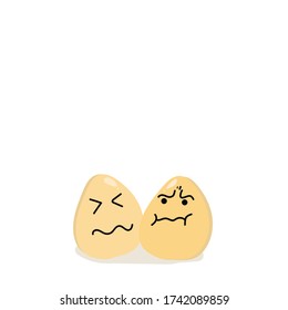 Eggs with isolated faces on  white background