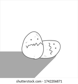 Huevos con caras aisladas sobre fondo blanco