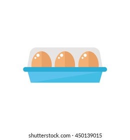 Eggs isolated icon on white background. Eggs pack icon. Flat style vector illustration. 