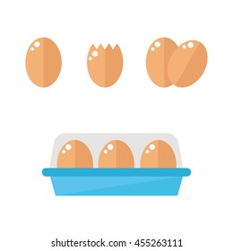 Eggs isolated icons on white background. Breakfast food. Flat style vector illustration. 