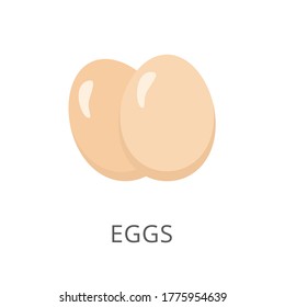 Huevos Aislados sobre fondo blanco con la inscripción. Icono de huevos con texto. Concepto de educación. Material vectorial