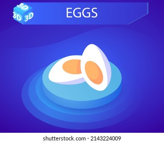 Icono de diseño isométrico de huevos. Ilustración web de vectores. 3.ª colorida concepción