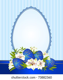 Eggs with lace ornaments and flowers. Easter Vector card