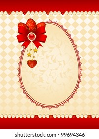 Eggs with lace ornaments on background. Easter vector card