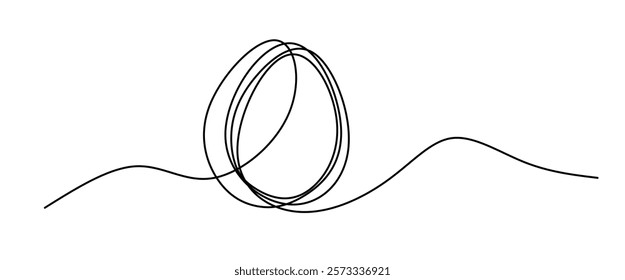 Eggs line art, Continuous one line drawing of three eggs different size, Black and white graphics, Vector illustration design element for Easter holidays