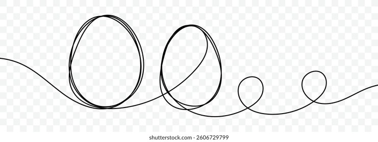 Eggs line art, Continuous one line drawing. Easter logo illustration. Easter colorful design. Lineart, boho style. Vector illustration design element for Easter holidays. Happy Easter. 