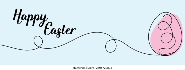 Eggs line art, Continuous one line drawing. Easter logo illustration. Easter colorful design. Lineart, boho style. Vector illustration design element for Easter holidays. Happy Easter. 