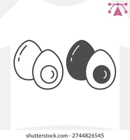 Eggs line and solid icon, poultry concept. Vector graphics. Whole and half egg with white and yolk sign and editable stroke, outline style icon for mobile or web design