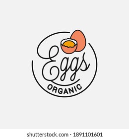 Eggs logo. Round linear logo of eggs on white background