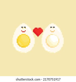 Eggs love vector icon. Pixel art. 8 bit logo for game. eps10