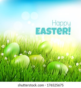 Eggs lying in the grass - Modern Easter greeting card