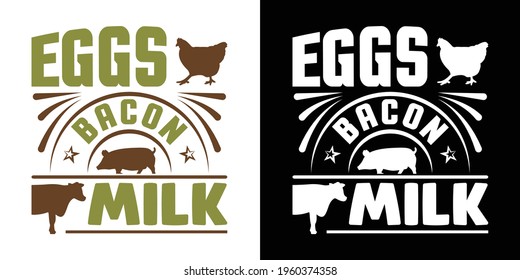 Eggs Milk Bacon Printable Vector Illustration