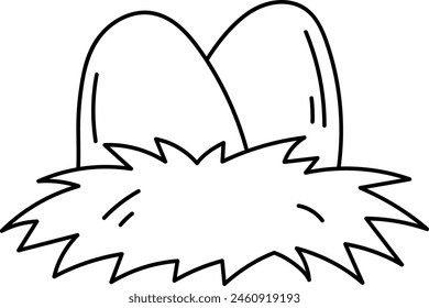 Eggs In Nest Doodle Vector Illustration