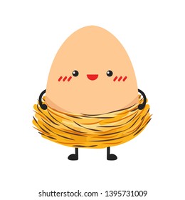 Eggs in the nest. egg character design. wallpaper. free space for text. symbol. logo. white background.