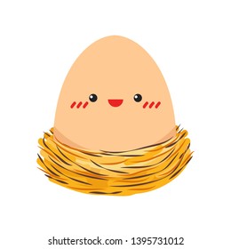 Eggs in the nest. egg character design. wallpaper. free space for text. symbol. logo. white background.