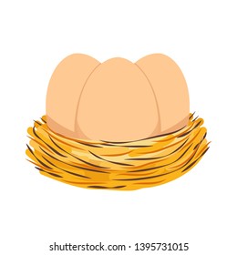 Eggs in the nest. egg vector. wallpaper. free space for text. symbol. logo. white background.