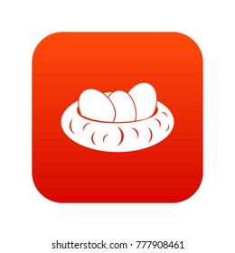 Eggs in the nest icon digital red for any design isolated on white vector illustration