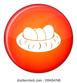 Eggs in the nest icon in red circle isolated on white background vector illustration
