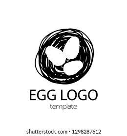 Eggs nest logo element isolated black vector art illustration